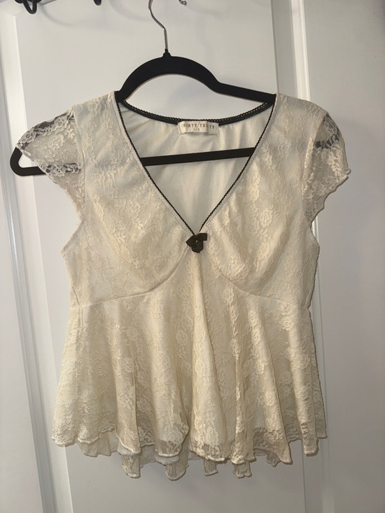 Free People Tops - Free People Ivory Lace Peplum Blouse